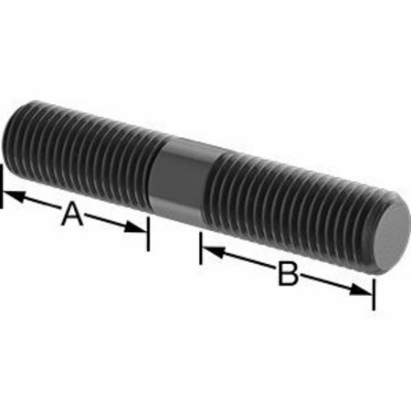 BSC PREFERRED Black-Oxide Steel Threaded on Both End Stud M20 x 2.5 mm Thread 47 mm Thread Lengths 110 mm Long 93275A068